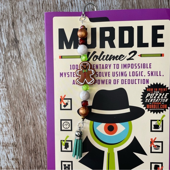 Bookmark Gingerbread Handcrafted Artisan Beaded Metal Journal Gifts Read Book - Picture 3 of 3